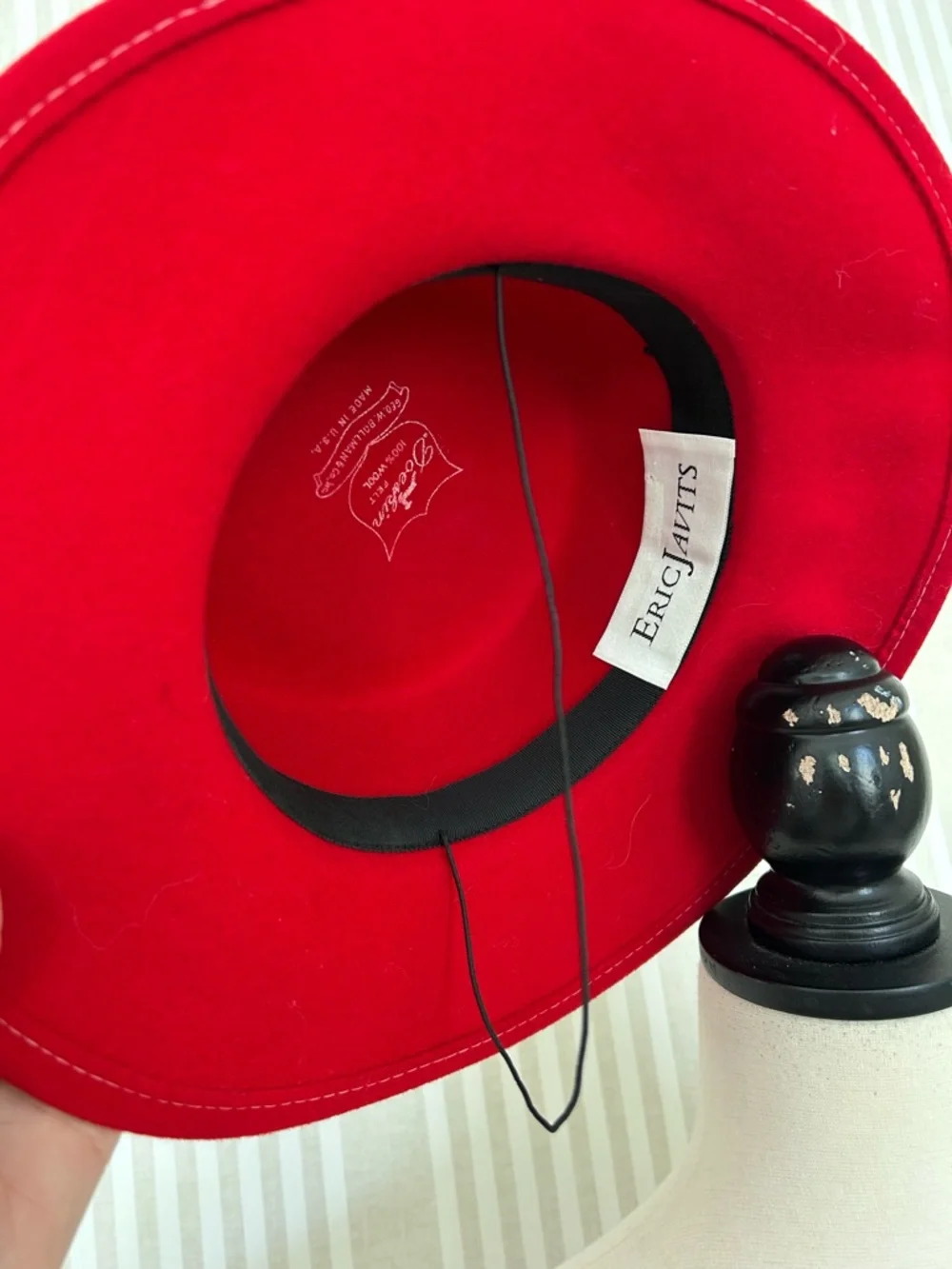 ERIC JAVITS Bollman & Co. Doeskin 100% Wool Felt Women’s Red Hat, USA Vintage - Picture 5 of 8